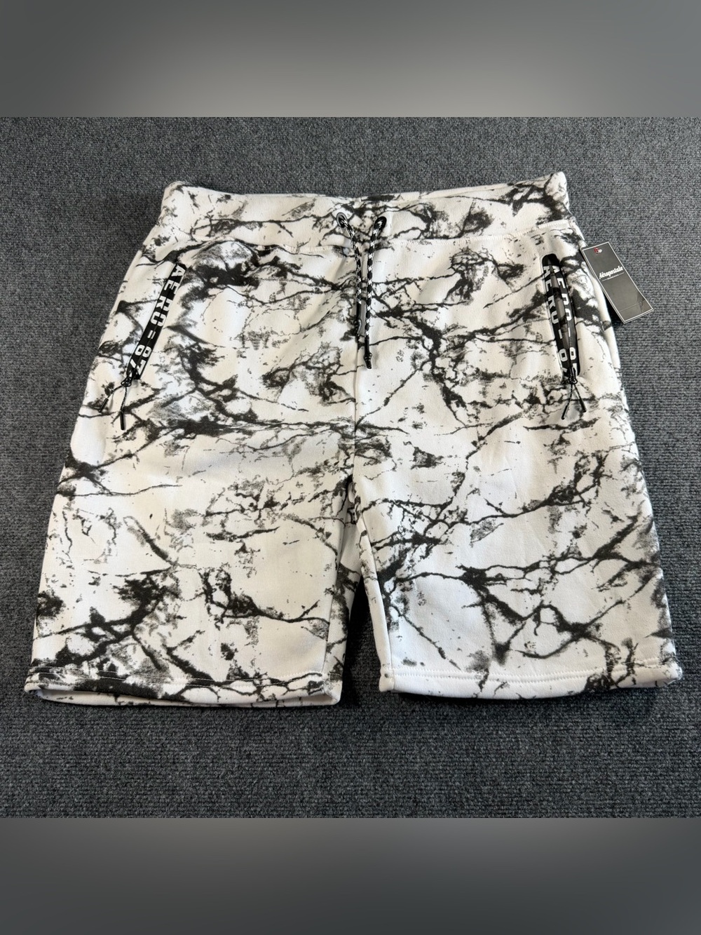 Aéropostale Casual Soft Fleece Jogger Shorts Black White Marble Size XL NWT